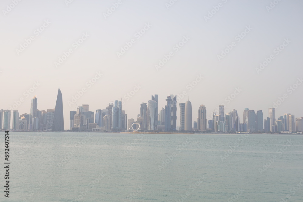 city skyline at sunset