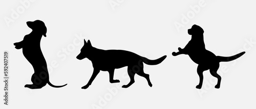 isolated black silhouette of a dog  vector collection