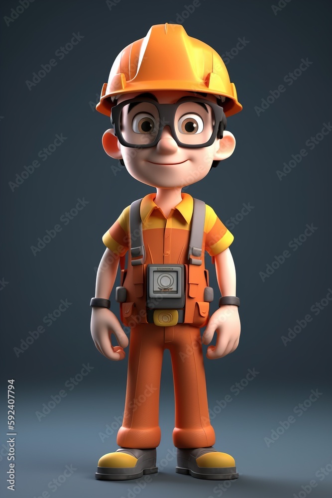 worker 3d character worker 3d character