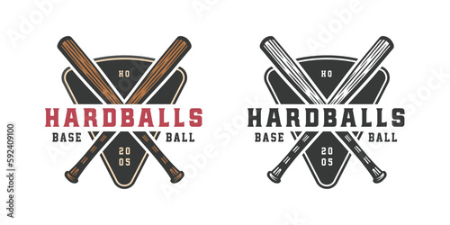 Vintage retro baseball sport emblem, logo, badge, label. mark, poster or print. Monochrome Graphic Art. Vector Illustration.