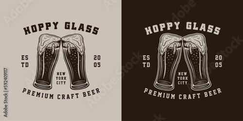 Vintage retro beer brewing emblem, logo, badge, label. mark, poster or print. Monochrome Graphic Art