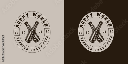 Vintage retro beer brewing emblem, logo, badge, label. mark, poster or print. Monochrome Graphic Art