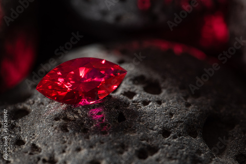 Marquise cut red sapphire gemstone