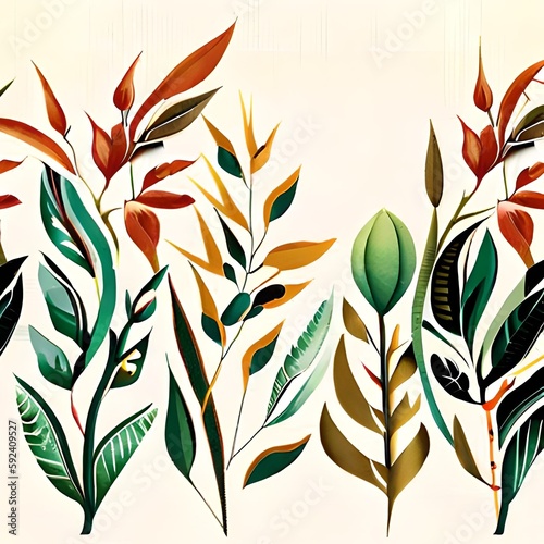 folhagem, floral, textura, plano de fundo, banner