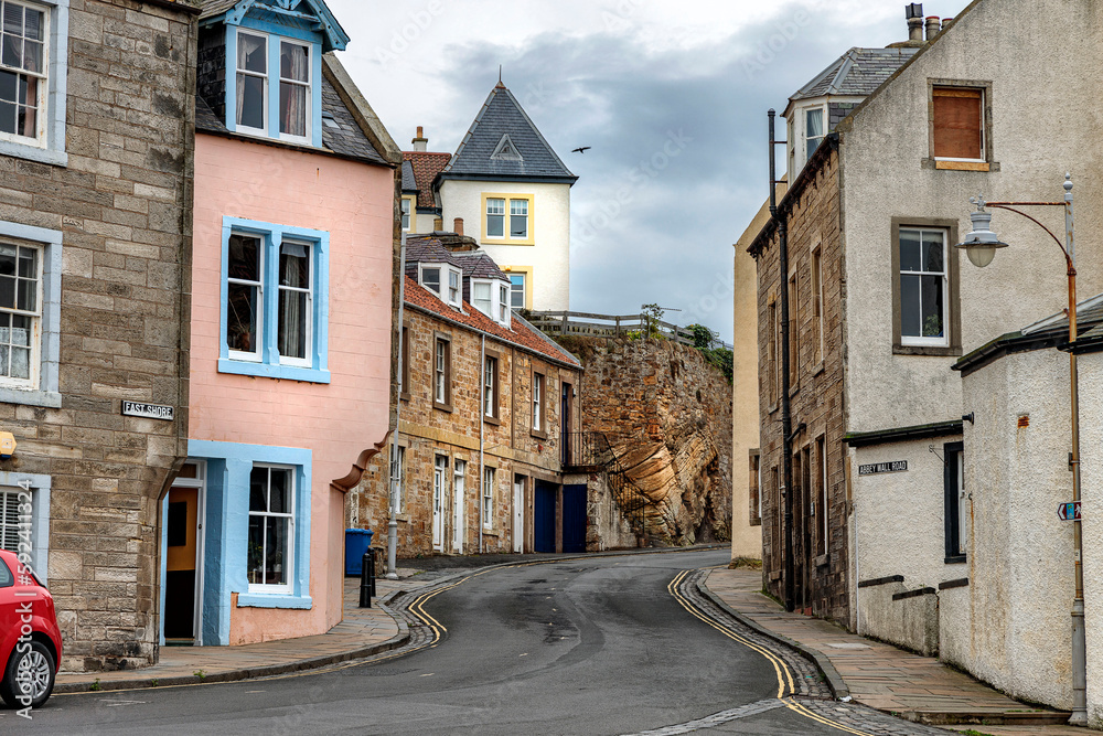 Old curved street in Pittenweem, Fife, Scotland