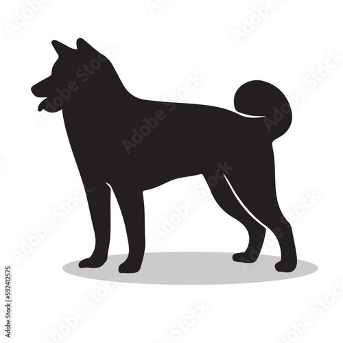 Ainu Dog silhouettes and icons. Black flat color simple elegant ainu dog animal vector and illustration.