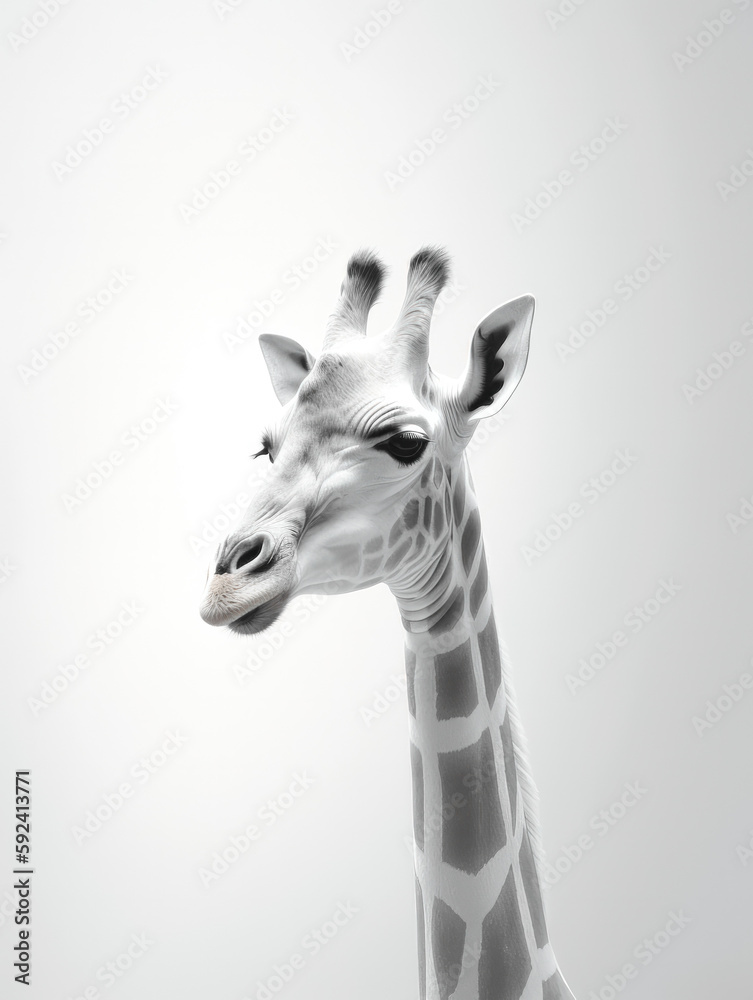 giraffe in black and white minimal fine art generative ai