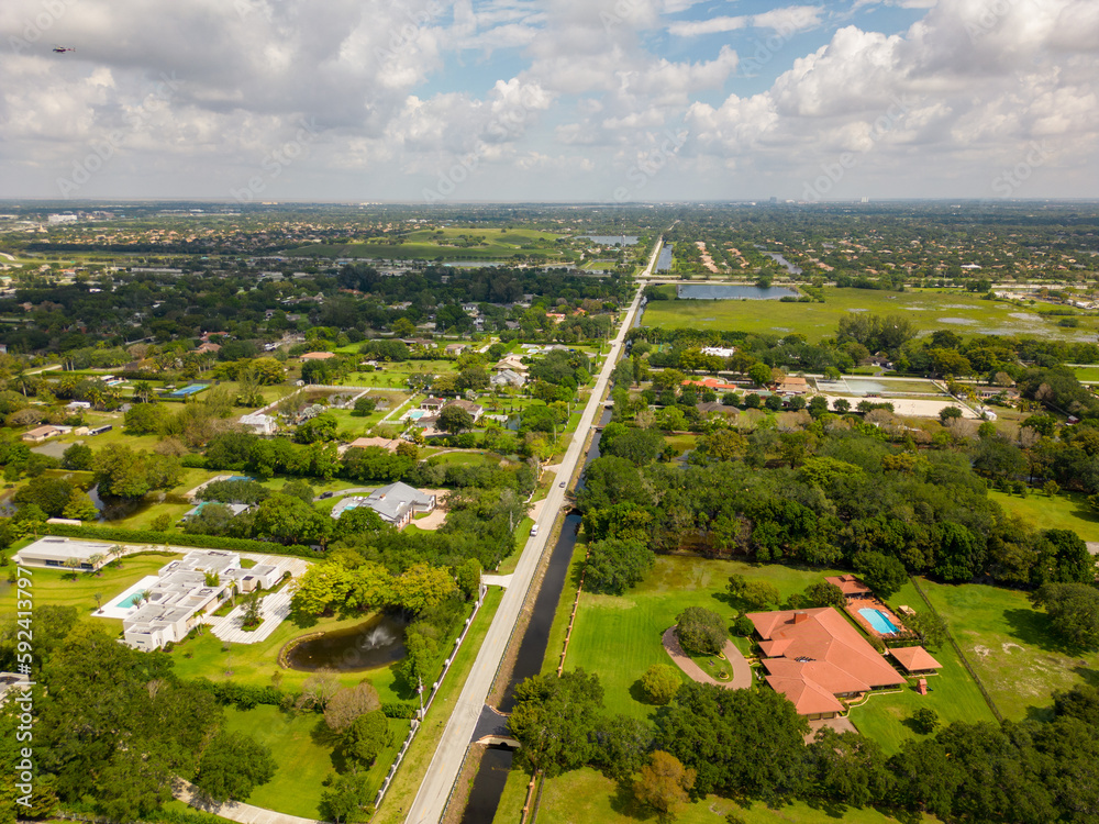 Aerial photo upscale homes in Southwest Ranches Broward County FL
