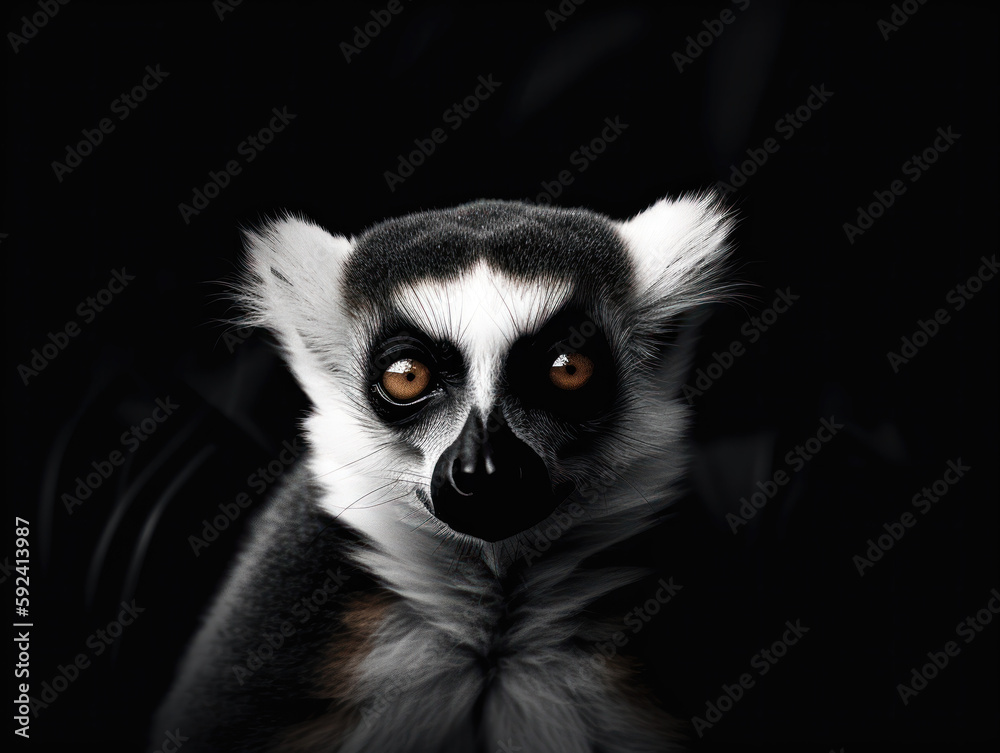 Fototapeta premium Ring-tailed lemur monkey fine art generatieve ai