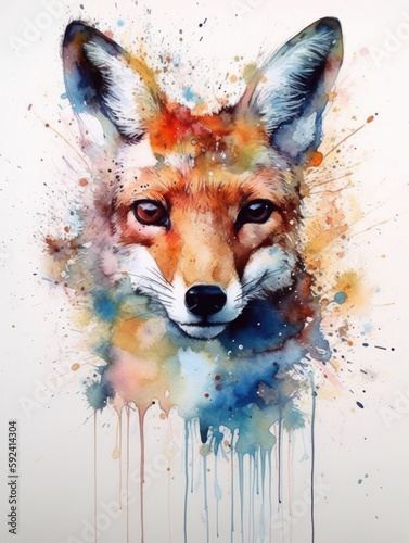 generative ai colorful aquarel fox © Femke