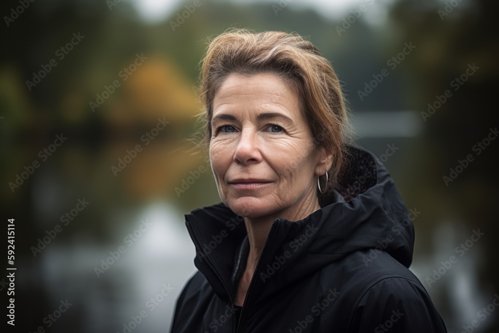 Portrait of a beautiful middle-aged woman in the autumn park
