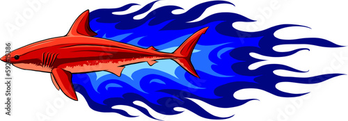 great white shark vector illustratio design on white background. digital had draw photo