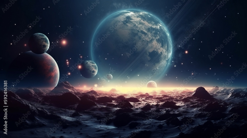 Abstract planets and space background, Generative Ai Abstract planets and space background, Generative Ai