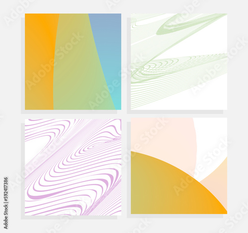 square colorful wavy design vector set