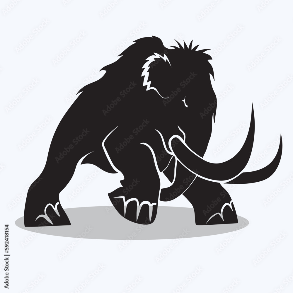 Woolly Mammoth silhouettes and icons. Black flat color simple elegant woolly mammoth animal vector and illustration. Woolly Mammoth silhouettes and icons. Black flat color simple elegant woolly mammoth animal vector and illustration.
