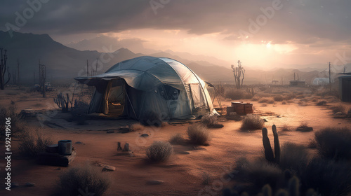 Generative ai deserted futuristic camp