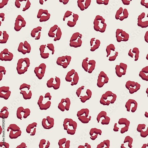 Red Leopard Print Seamless Vector Repeat Pattern