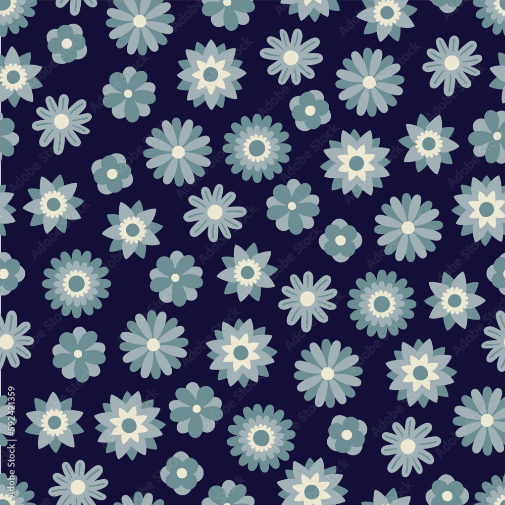Blue Flowers Seamless Vector Repeat Pattern Blue Flowers Seamless Vector Repeat Pattern