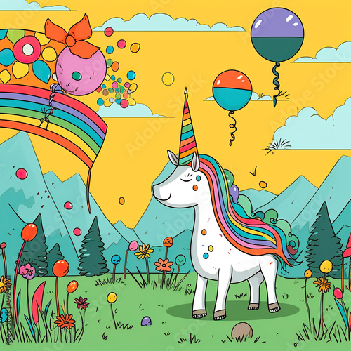 Unicorn colorful vector illustration