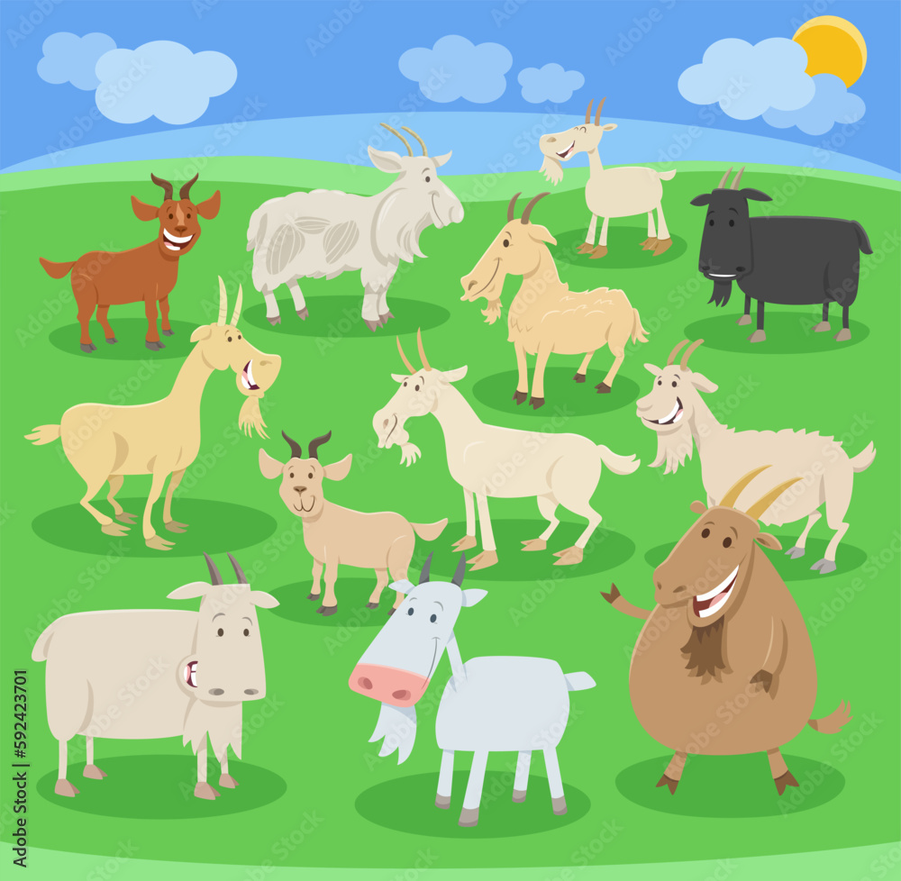cartoon funny goats farm animal characters set cartoon funny goats farm animal characters set