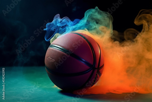 basquete no fundo de cor de fumaça © Alexandre