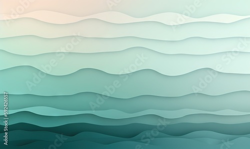  a blue and green abstract background with wavy lines and waves in the center of the image, with a pastel sky in the background. generative ai © Anna