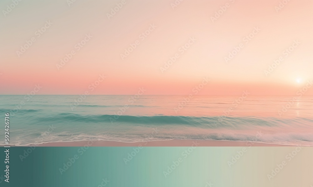 Fototapeta premium a picture of a beach with a sunset in the background and a wave coming in to the shore and the sun rising over the ocean. generative ai
