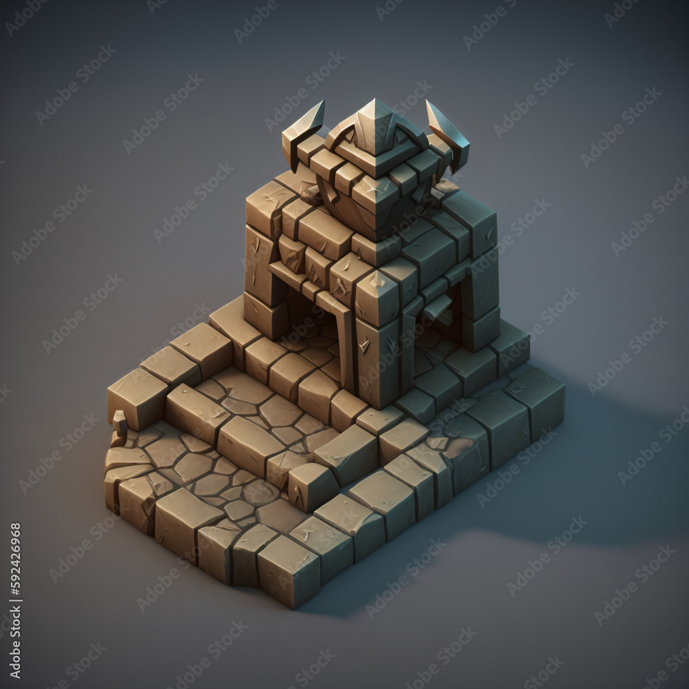 Isometric Building 3D graphic, Generated with AI Isometric Building 3D graphic, Generated with AI