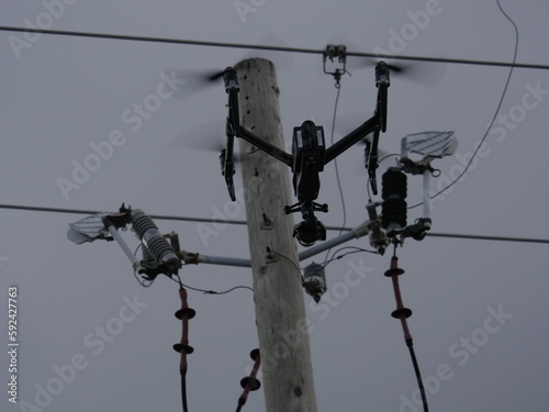 Drone Inspecting powerline