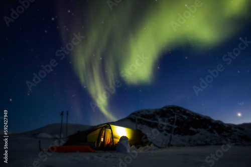 camping under the northern lights