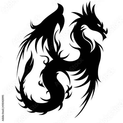 Tribal Dragon tattoo that symbolizes both wisdom and mighty vector illustration.