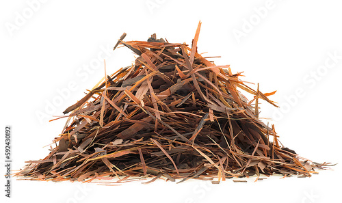 Pile of Lapacho herbal tea isolated on a white background