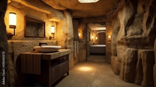 bathroom interior in the cave