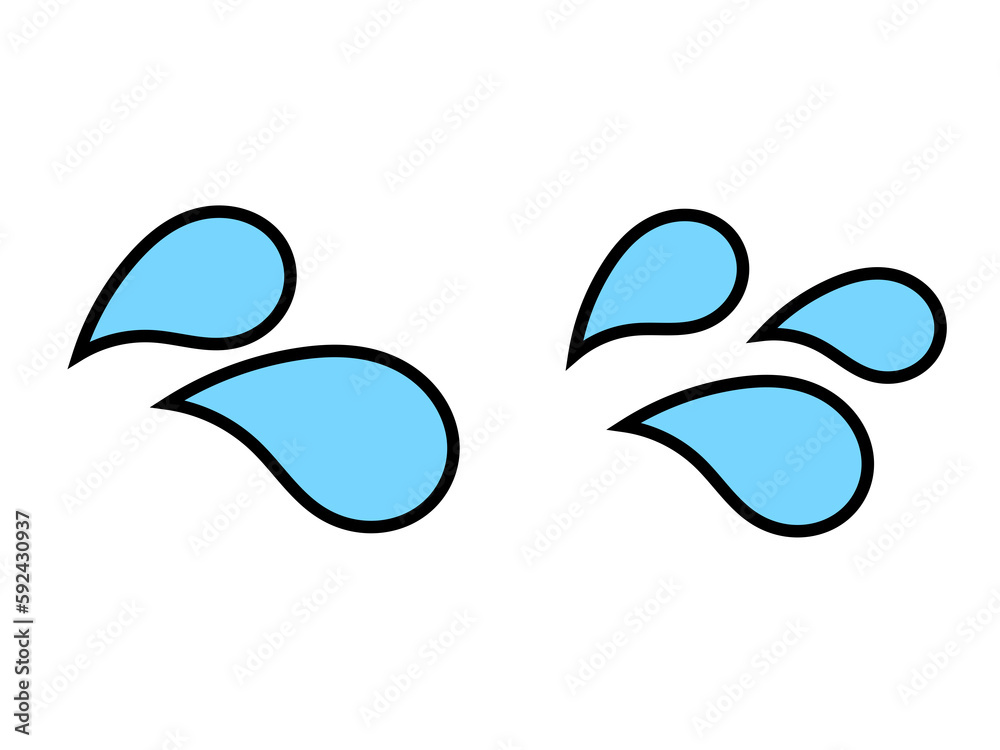 Obraz premium 焦りの汗アイコンセット：黒主線