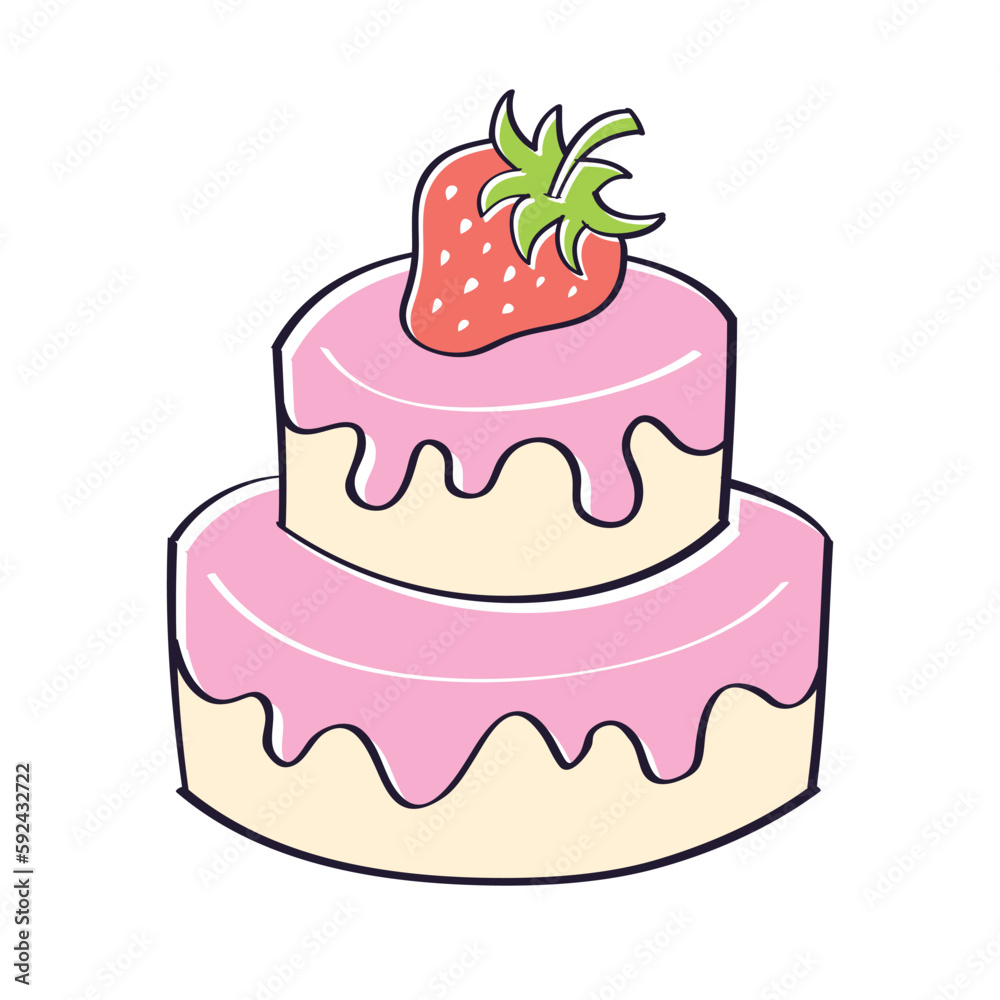Big cake with a strawberry isolated cartoon vector Big cake with a strawberry isolated cartoon vector