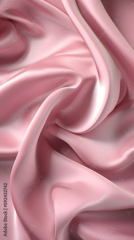Realistic satin silk in soft pink color, smooth and shiny appearance