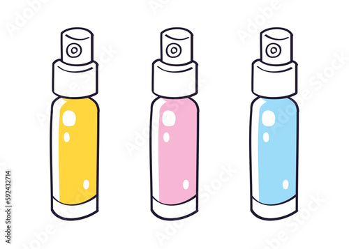 Small perfume fragrance sample spray bottle tester set isolated vector