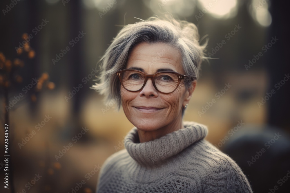 Portrait of senior woman with eyeglasses in autumn park. Portrait of senior woman with eyeglasses in autumn park.