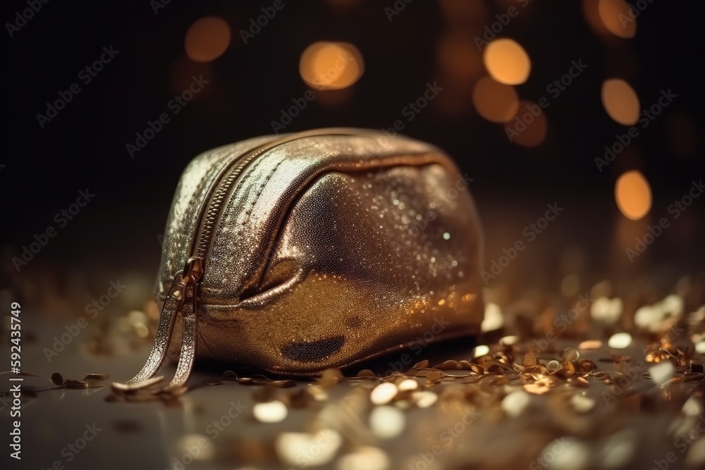 Golden handbag purse, generative ai Golden handbag purse, generative ai