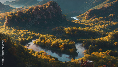 Enchanted Hours: Countryside Landscapes in Autumn and Spring - Generated AI