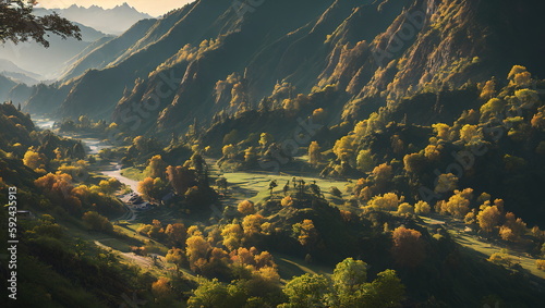 Enchanted Hours: Countryside Landscapes in Autumn and Spring - Generated AI