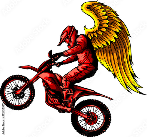 vector illustration of tail whipping motocross on white background