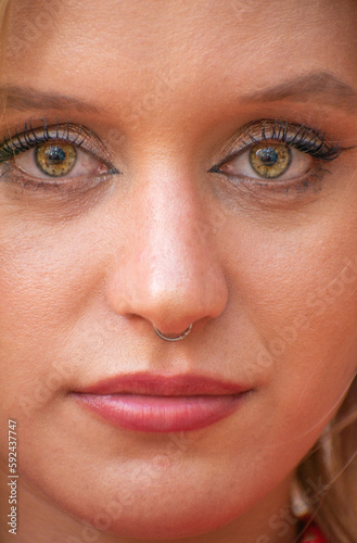 Beautiful young model face close-up