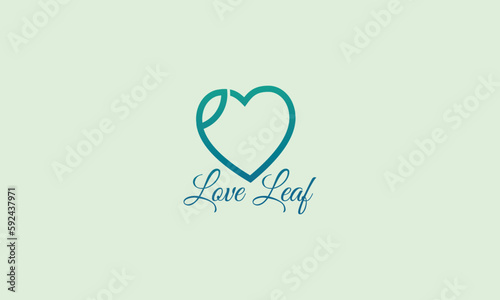 single line leaf and heart logo template