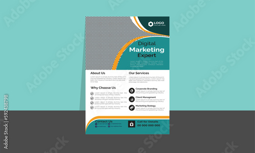 Abstract business flyer, A4 vector design template with modern brochure cover, Poster Annual report leaflet for a marketing Agency.