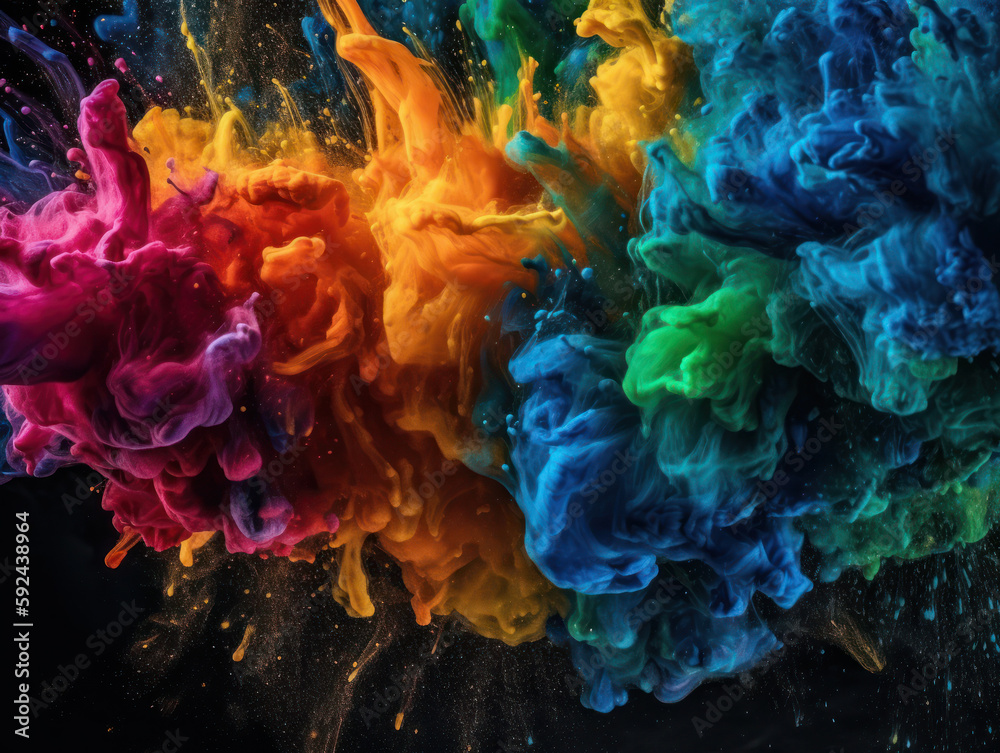 Fototapeta premium Generative ai colour splash explosion 