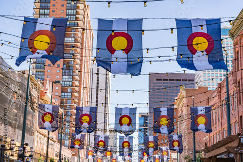 Shops and restaurants along Larimer Square in downtown Denver, Colorado photo