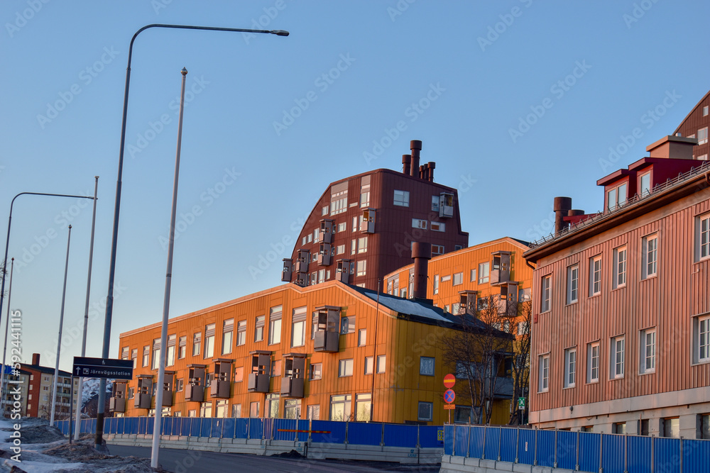 KIRUNA, SWEDEN - APRIL 13: 2023 Swedish mining city Kiruna in northern Scandinavia.