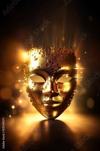 Golden mask background, generative ai © Arisctur