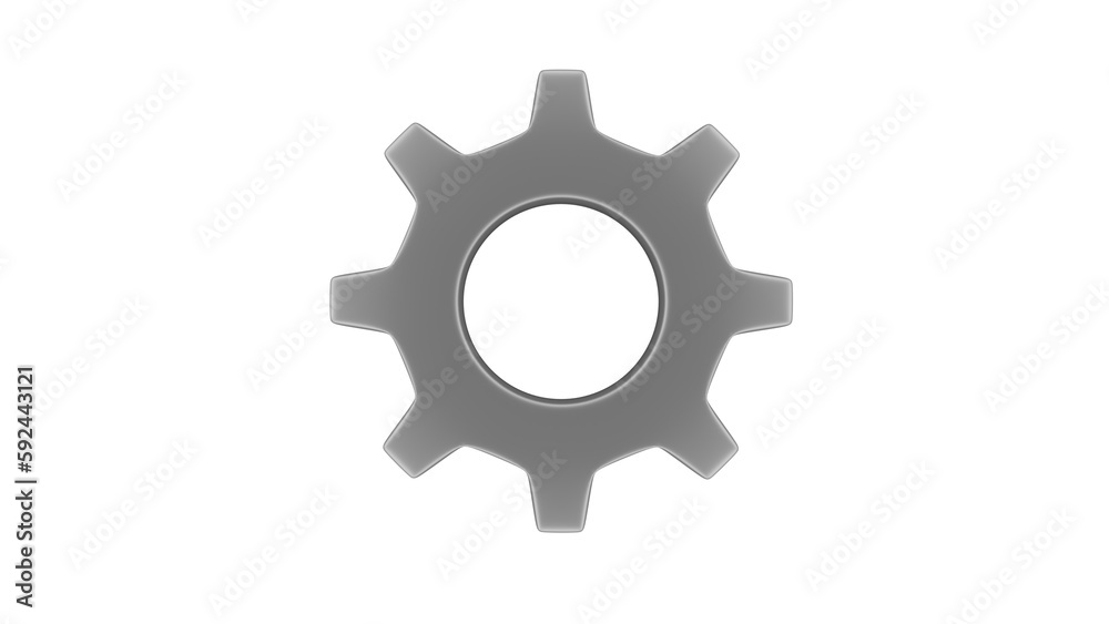 Metal machine gear isolated on transparent background. Cogwheel concept. 3D render